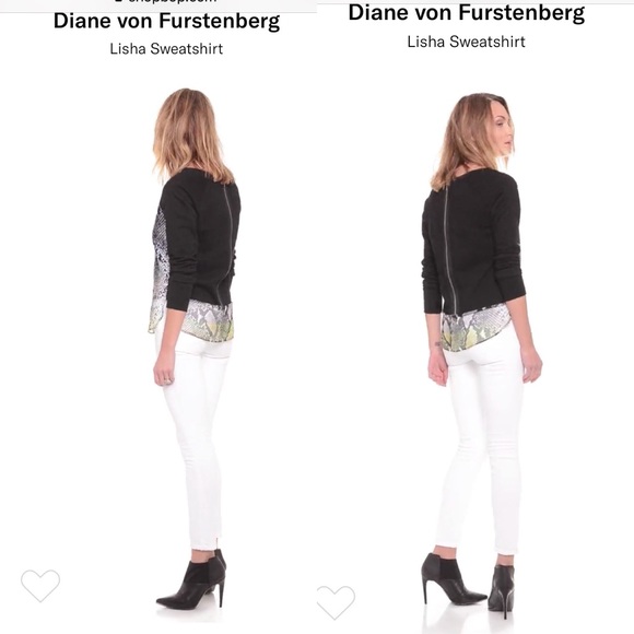 DVF Lisha Sweatshirt Python Mixed Media Top - Picture 7 of 8